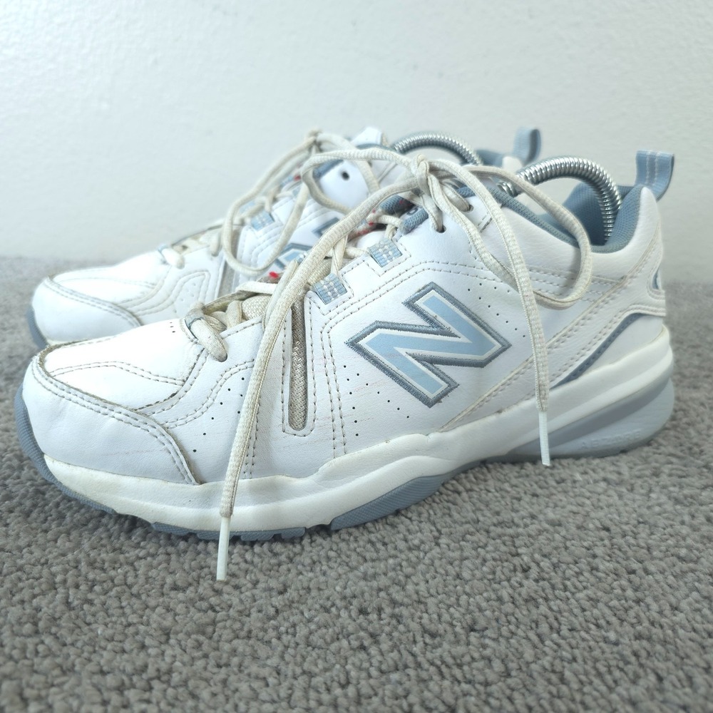 New Balance 608 Womens Size 9.5 Walking Shoes White Blue WX608WB5 NO INSOLES